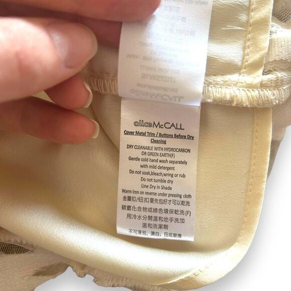 Alice McCall Lunar Eclipse Midi Dress Off Shoulder Mesh Devoré Oatmeal 0 Women’s - Picture 8 of 13